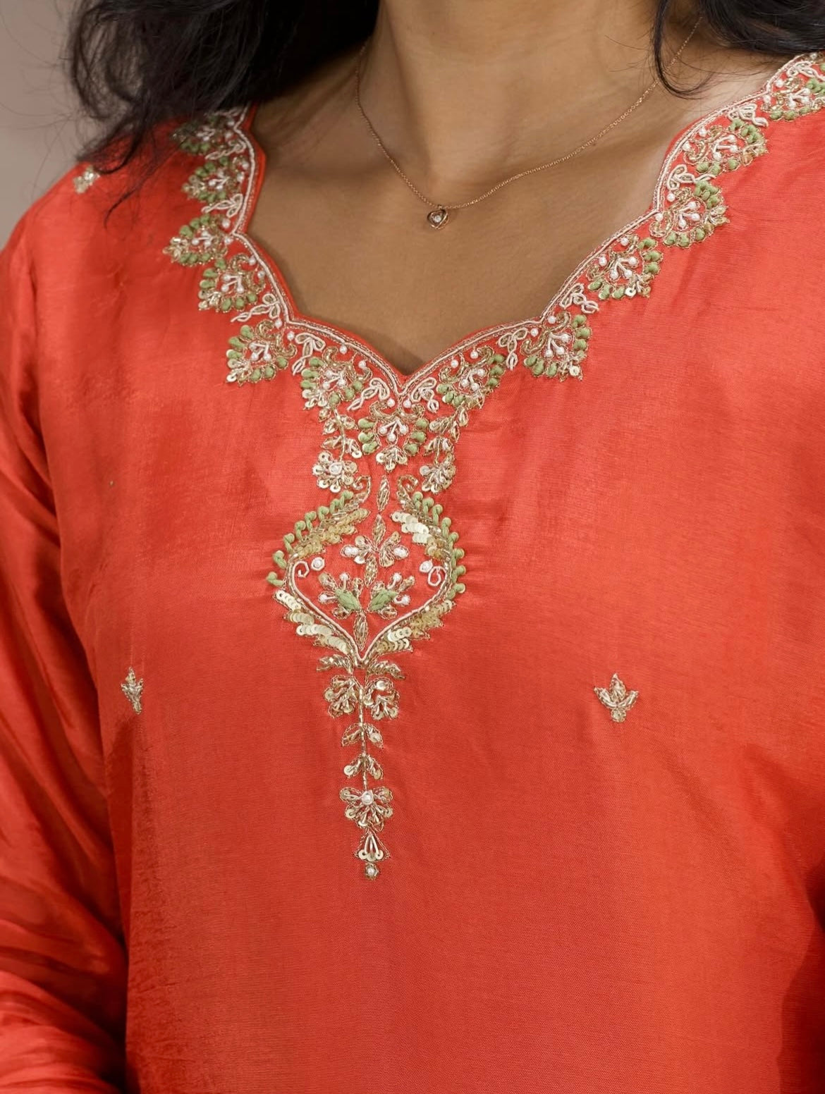 Crimson Red Dola silk Three-Piece Set