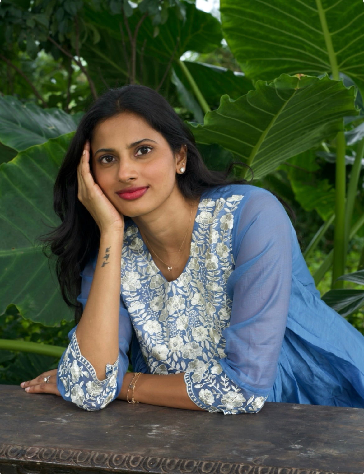 Embroidered Mul Chanderi Three-Piece Set