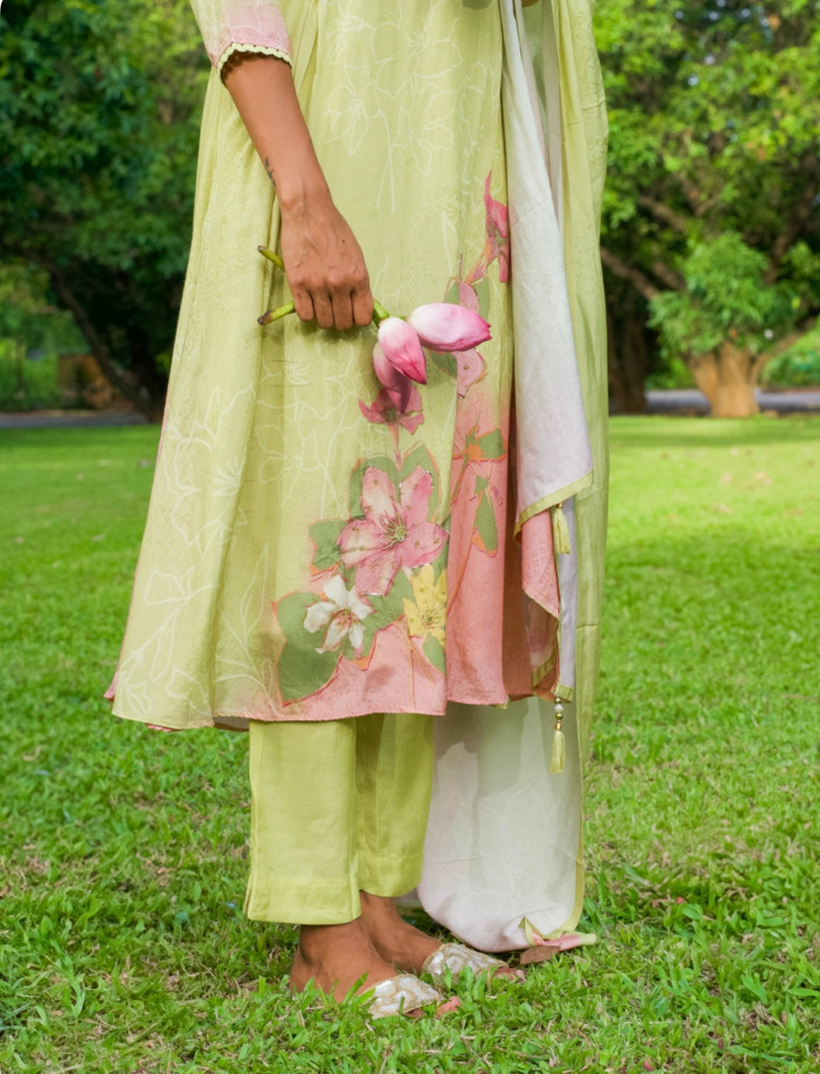 Green Muslin Three-Piece Set