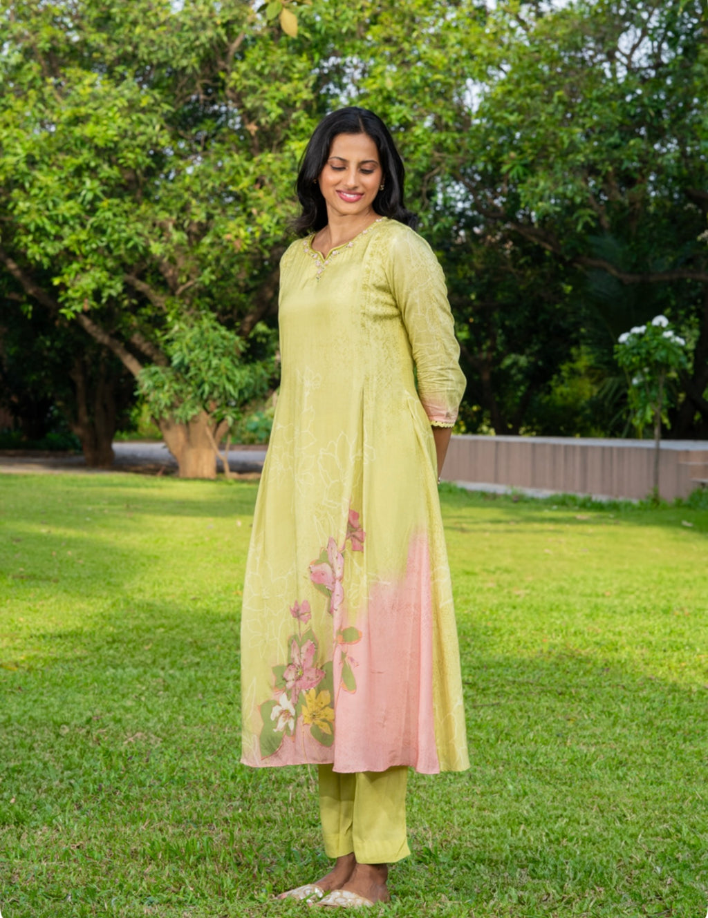 Green Muslin Three-Piece Set