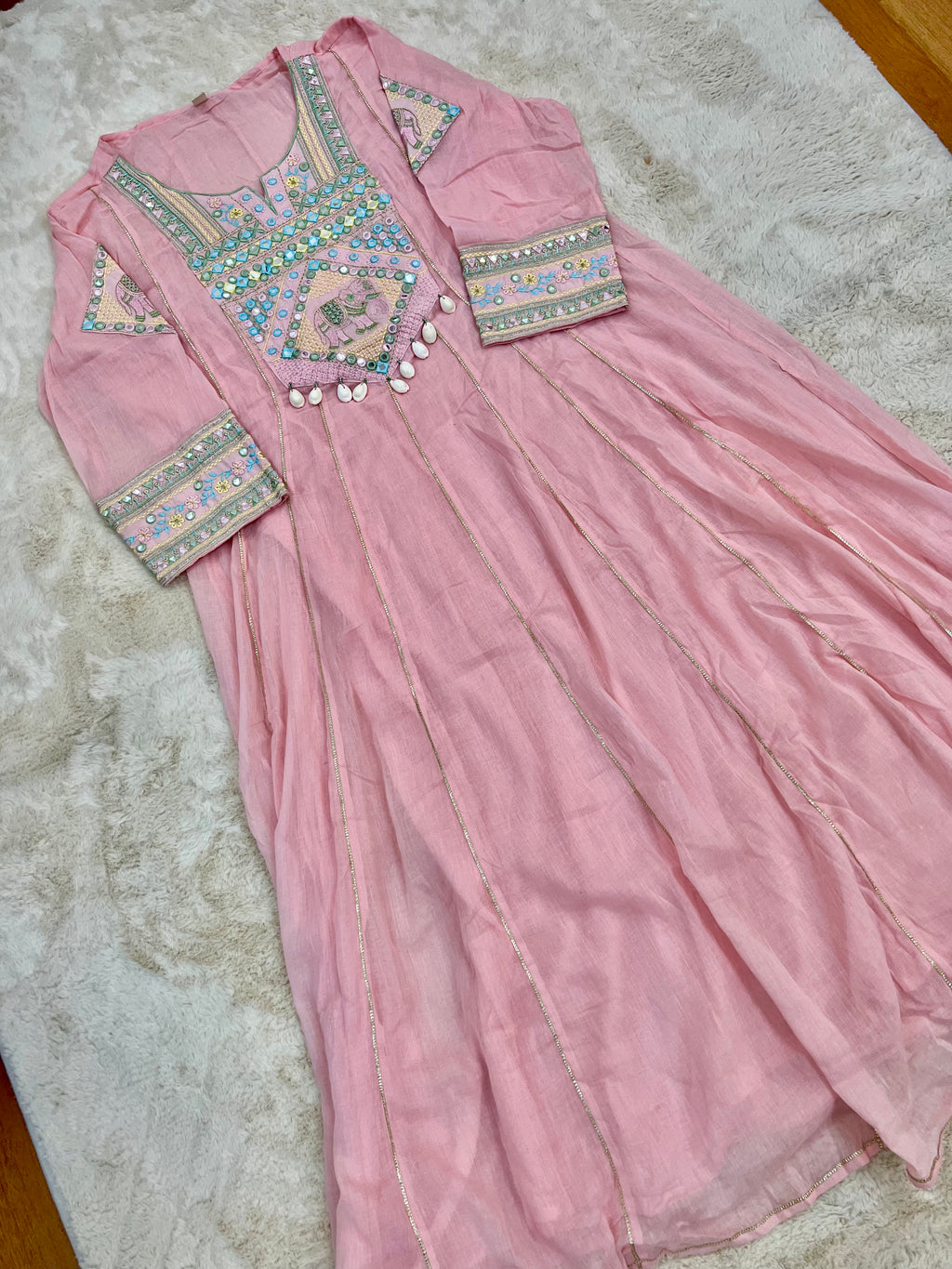 Blush Pink Mul Cotton Three-Piece Set