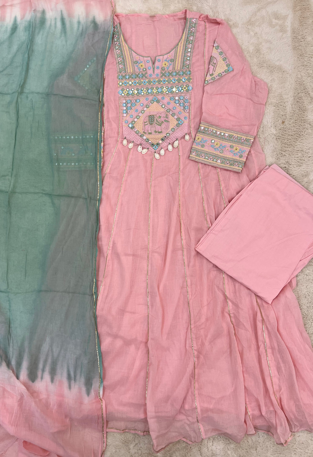 Blush Pink Mul Cotton Three-Piece Set