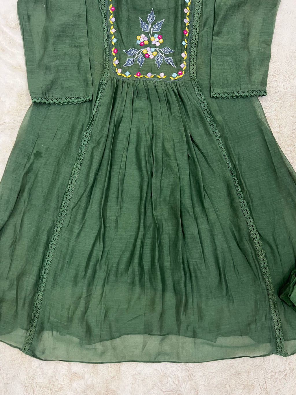 Emerald Green Mul Chanderi Two-Piece Set