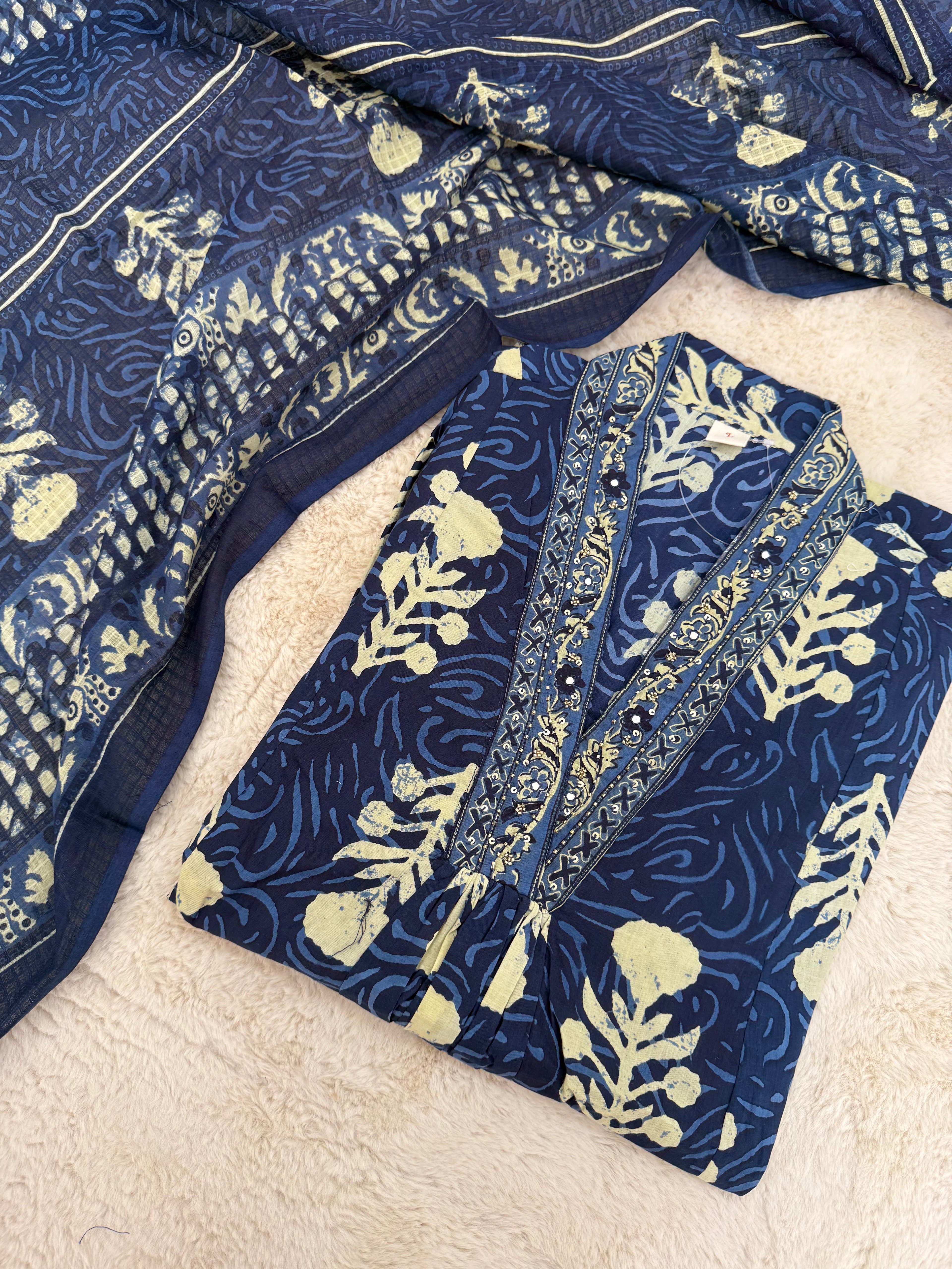 Indigo Cotton Three-Piece Set