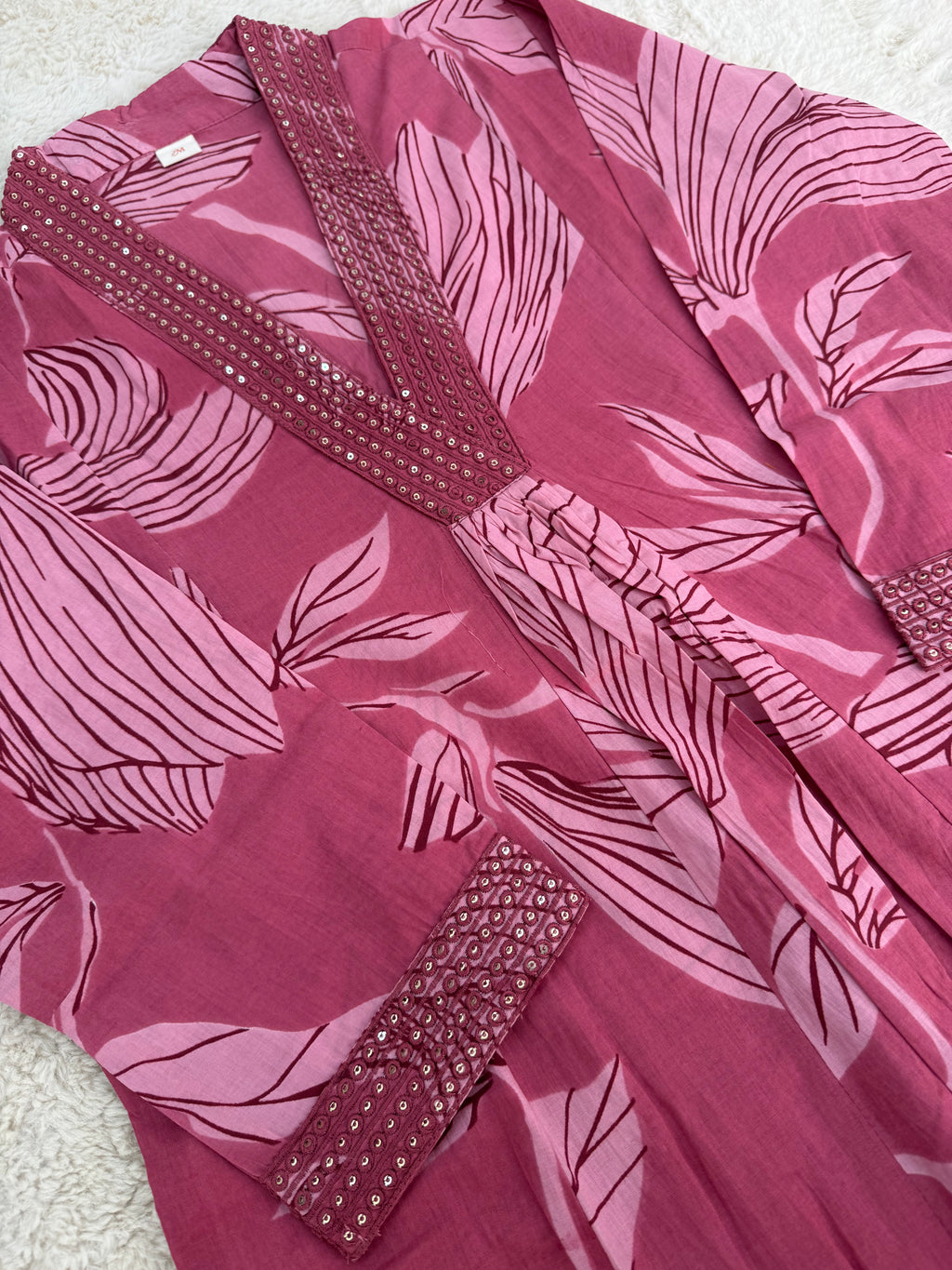 Mauve Floral Cotton Three-Piece Set