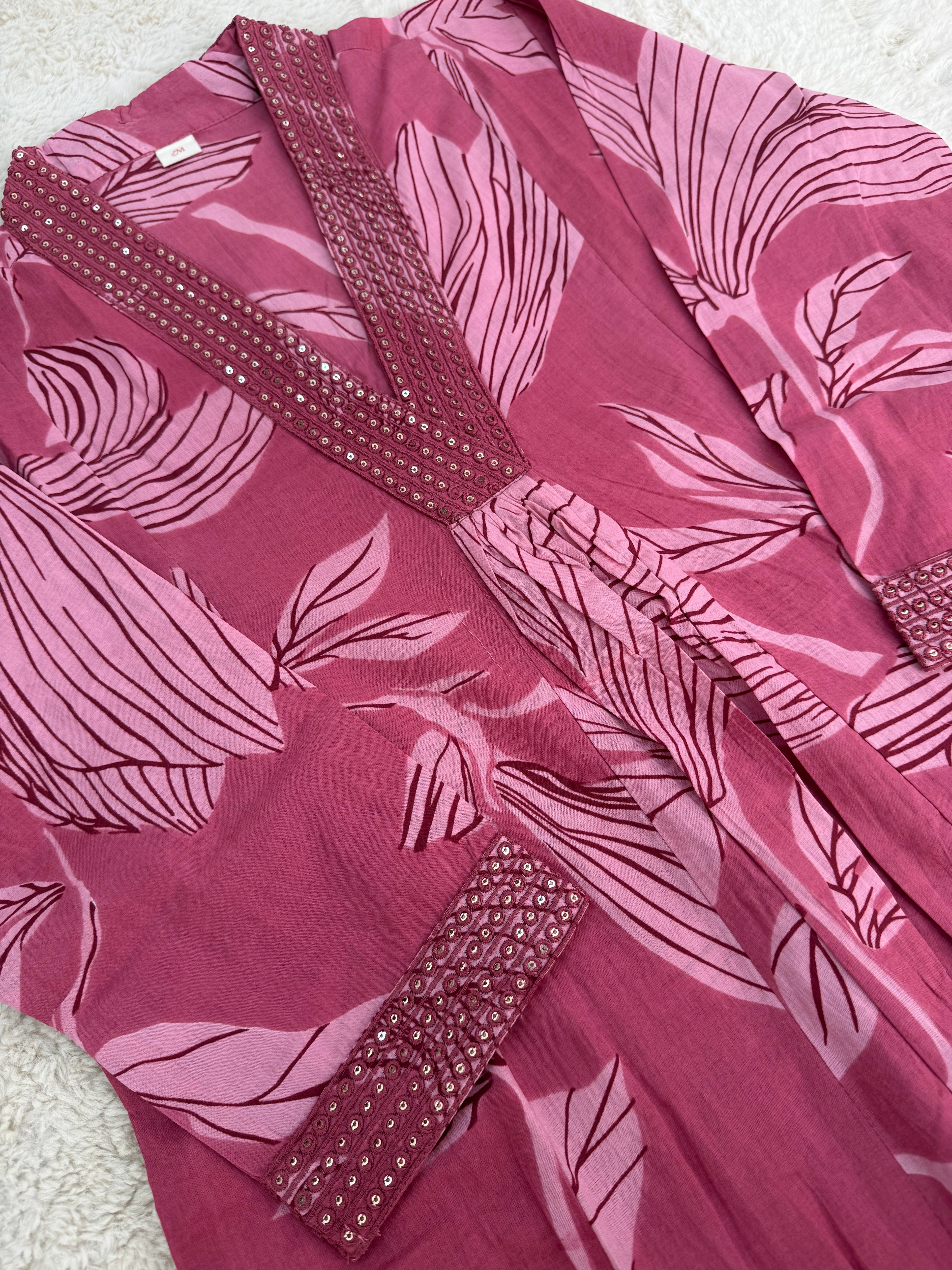 Mauve Floral Cotton Three-Piece Set