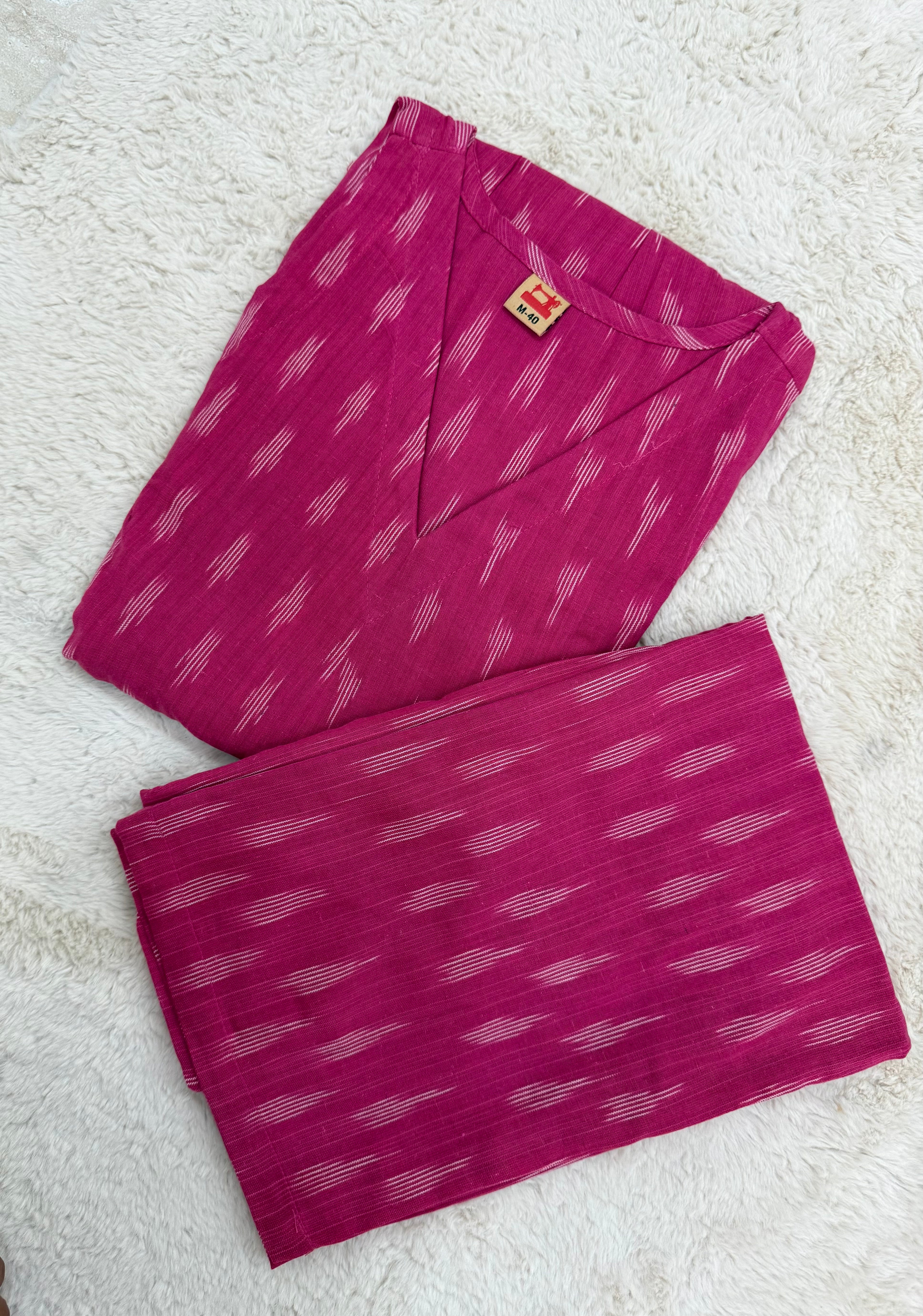 Fuchsia Ikat Cotton Two-Piece Set