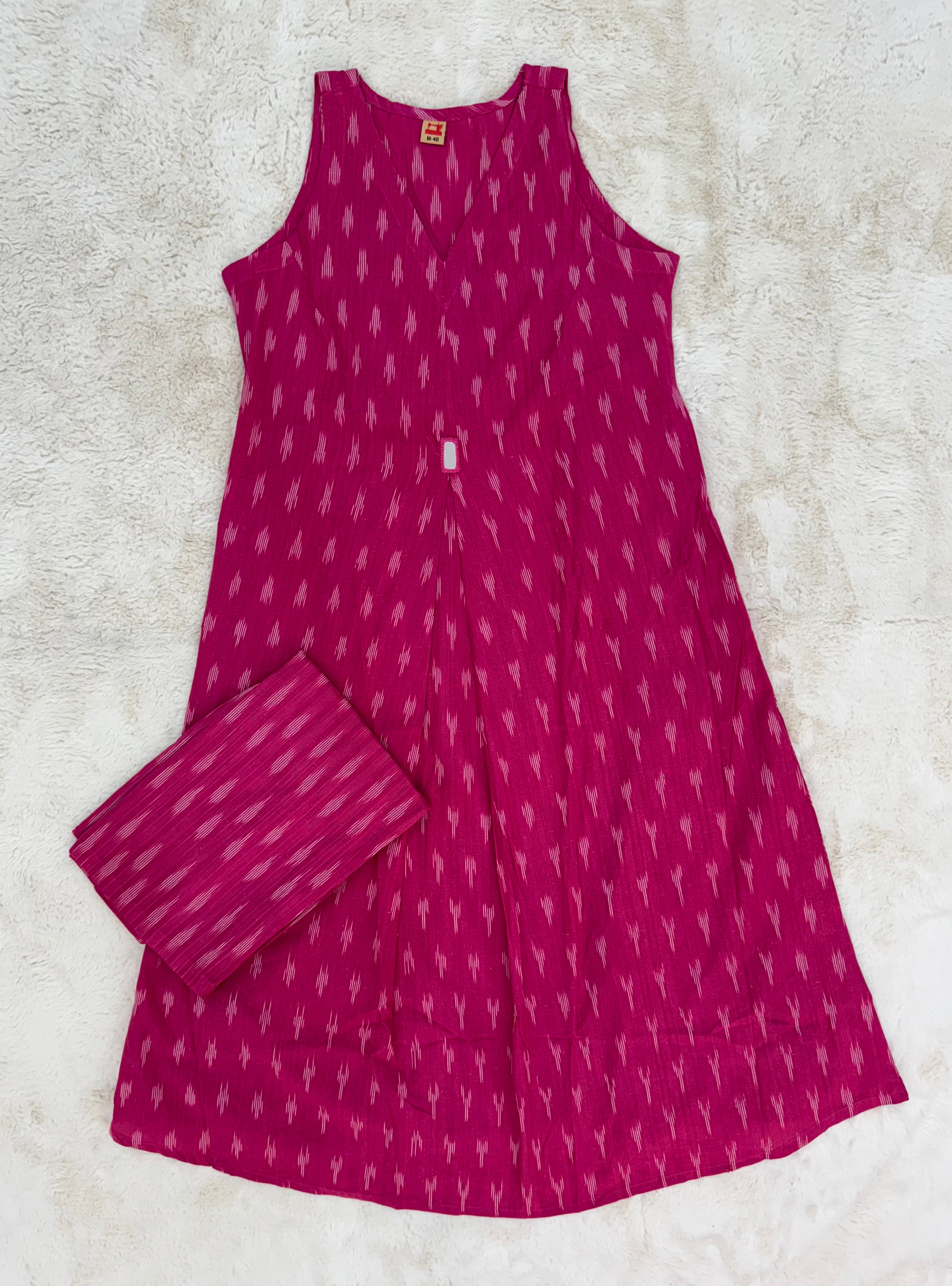 Fuchsia Ikat Cotton Two-Piece Set
