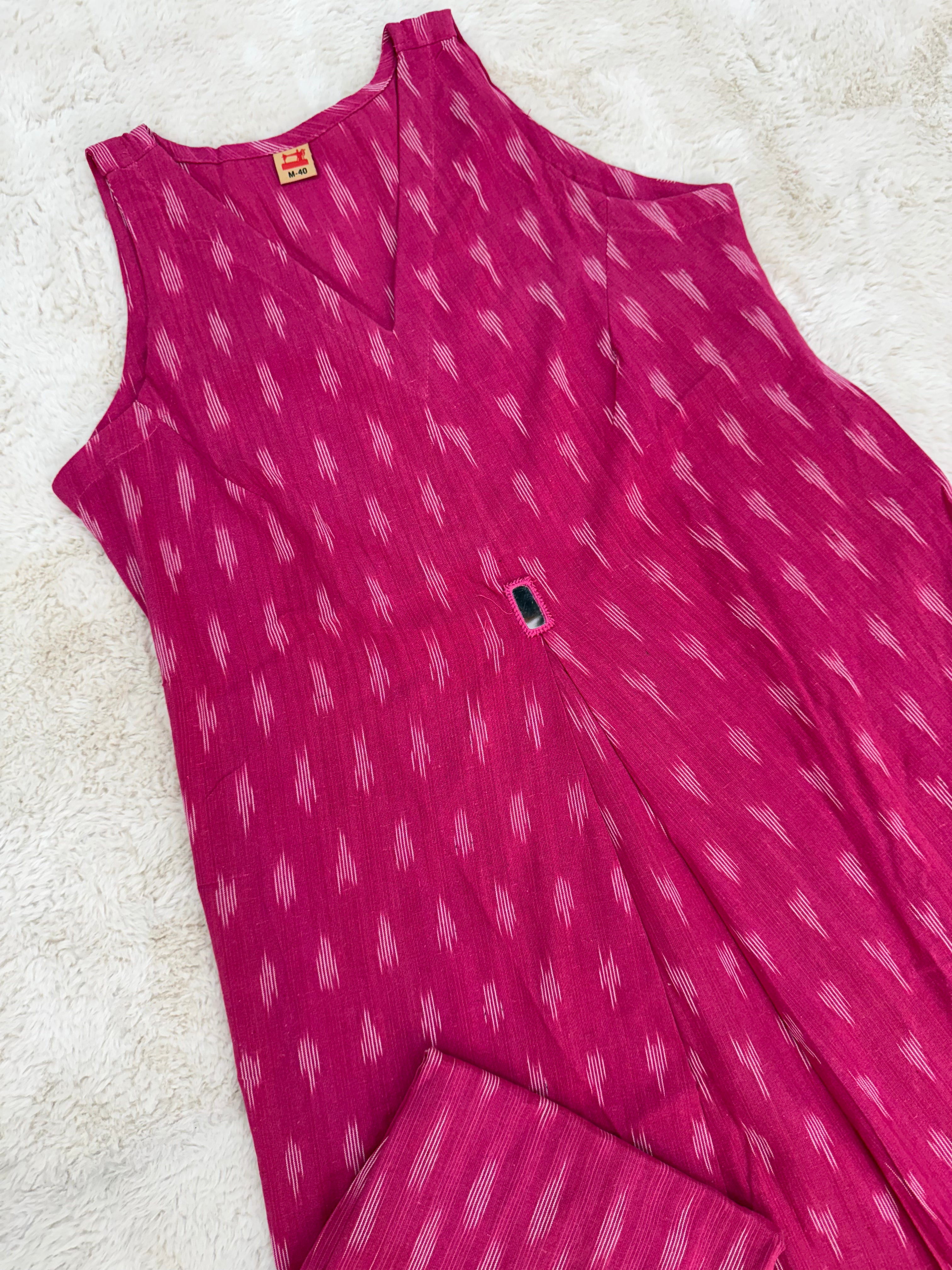 Fuchsia Ikat Cotton Two-Piece Set