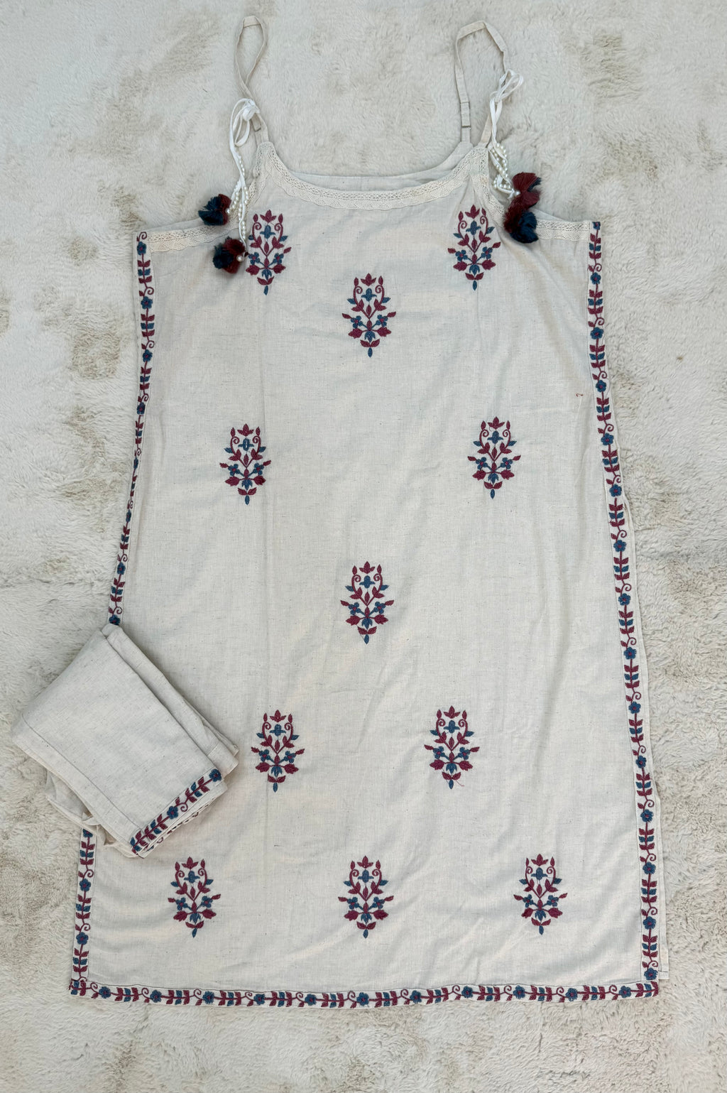 Khadi Cotton Embroidered Three-Piece Set