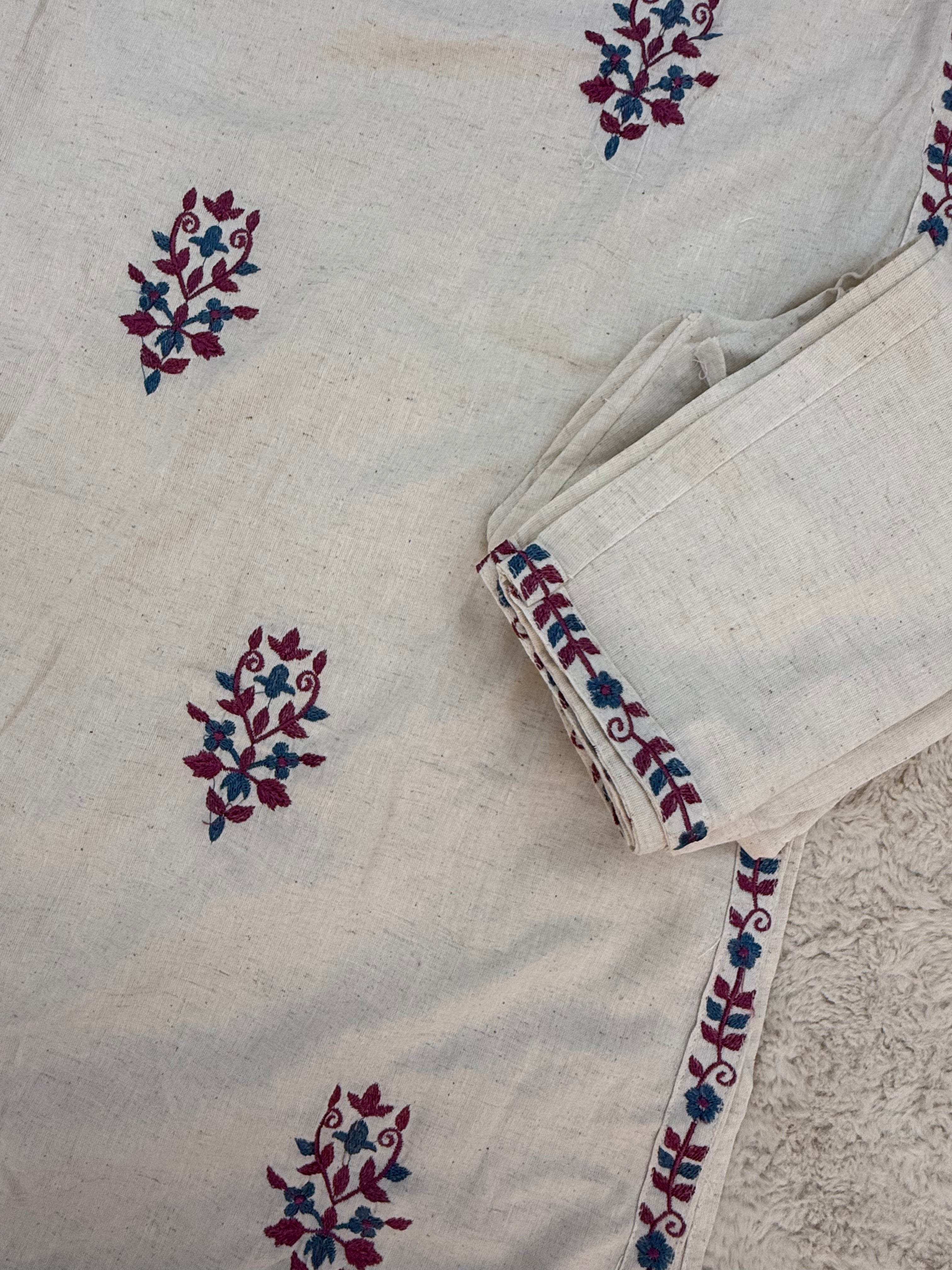 Khadi Cotton Embroidered Three-Piece Set