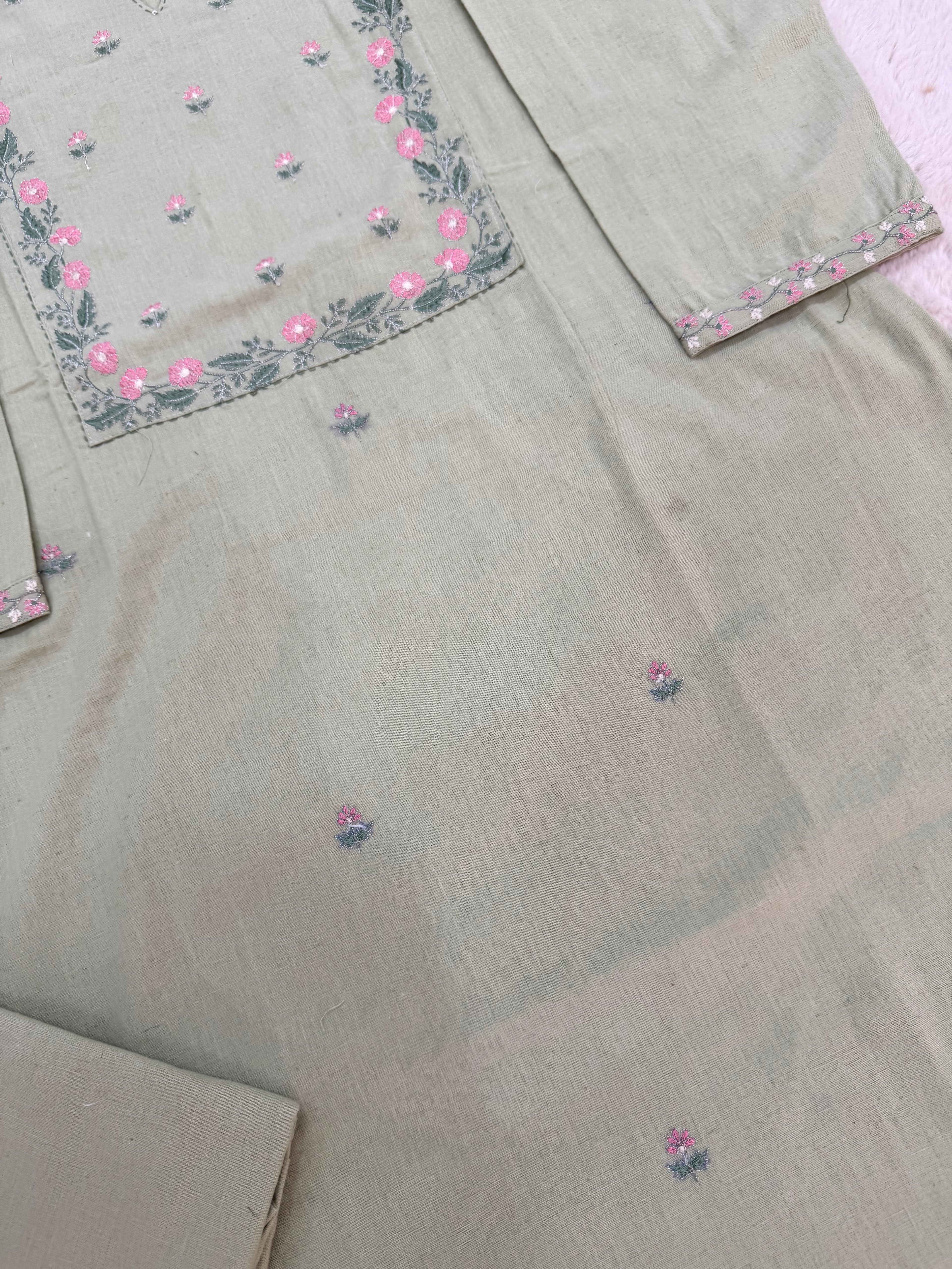 Sage Green Two-Piece Embroidered Set